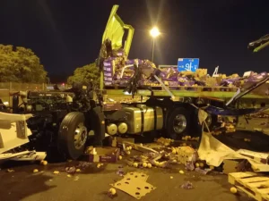 Jackknifed Truck