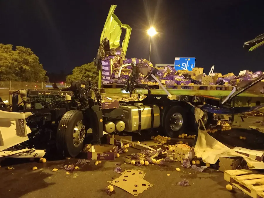 Jackknifed Truck